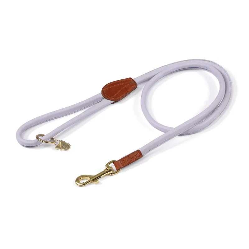 Digby and Fox Rolled Leather Dog Lead in Lilac